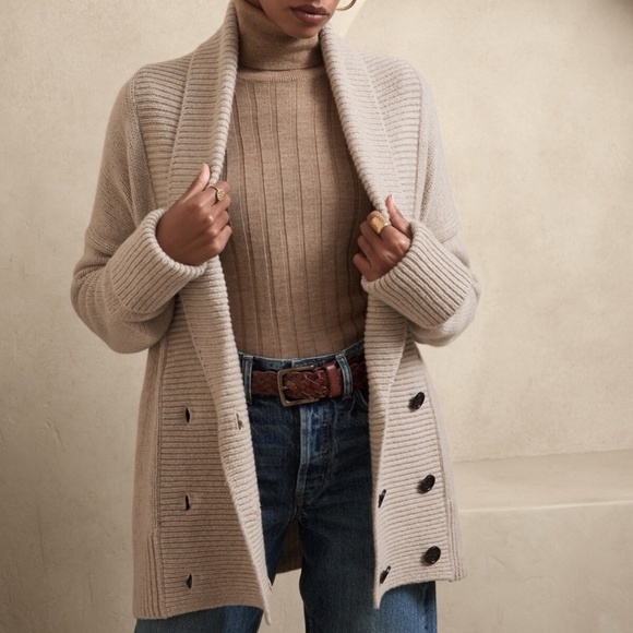 Banana Republic Maite Wool-Blend Cardigan, Dark Charcoal, Size S, NWT - Picture 5 of 8